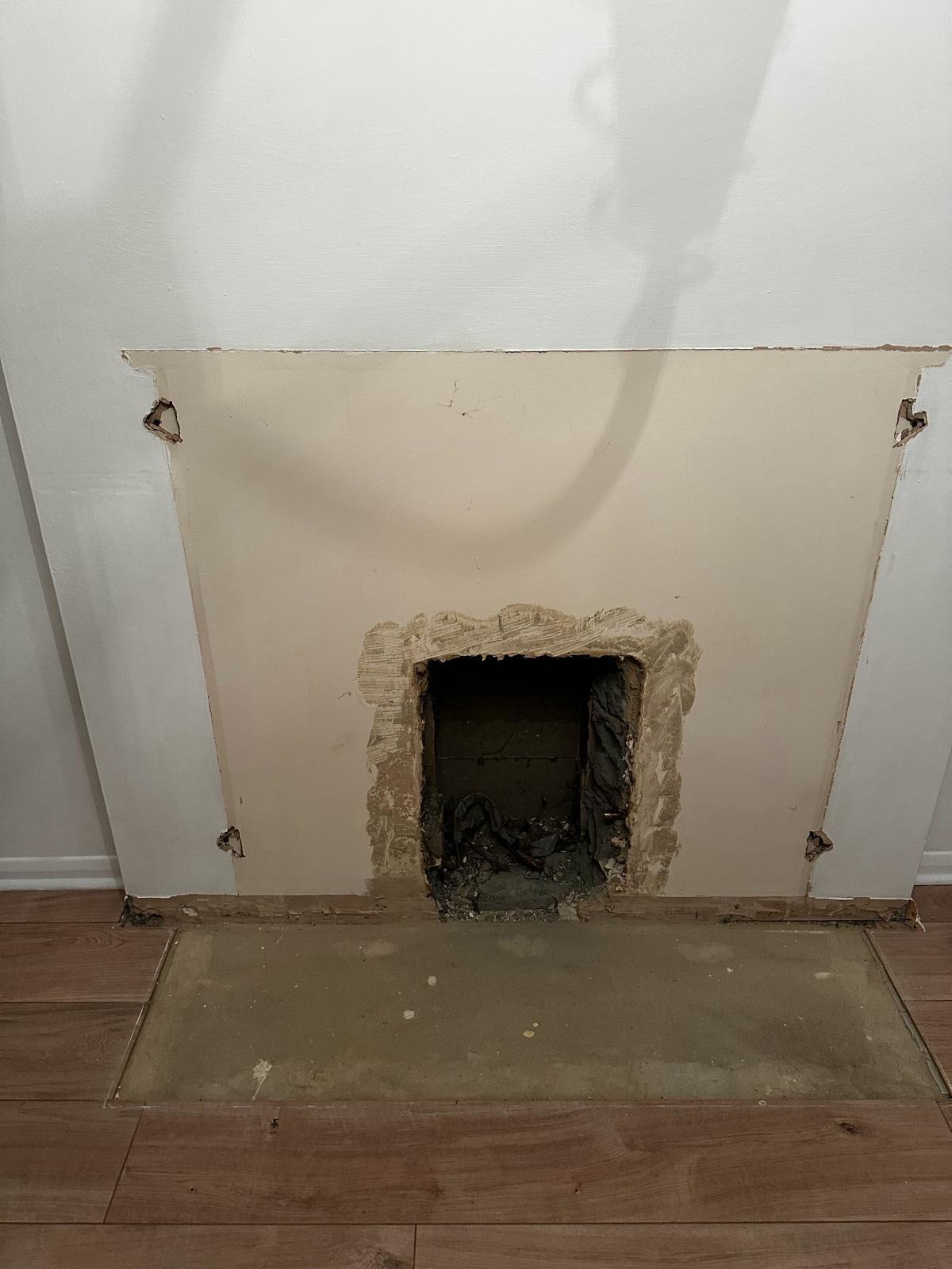 Old fireplace before removal